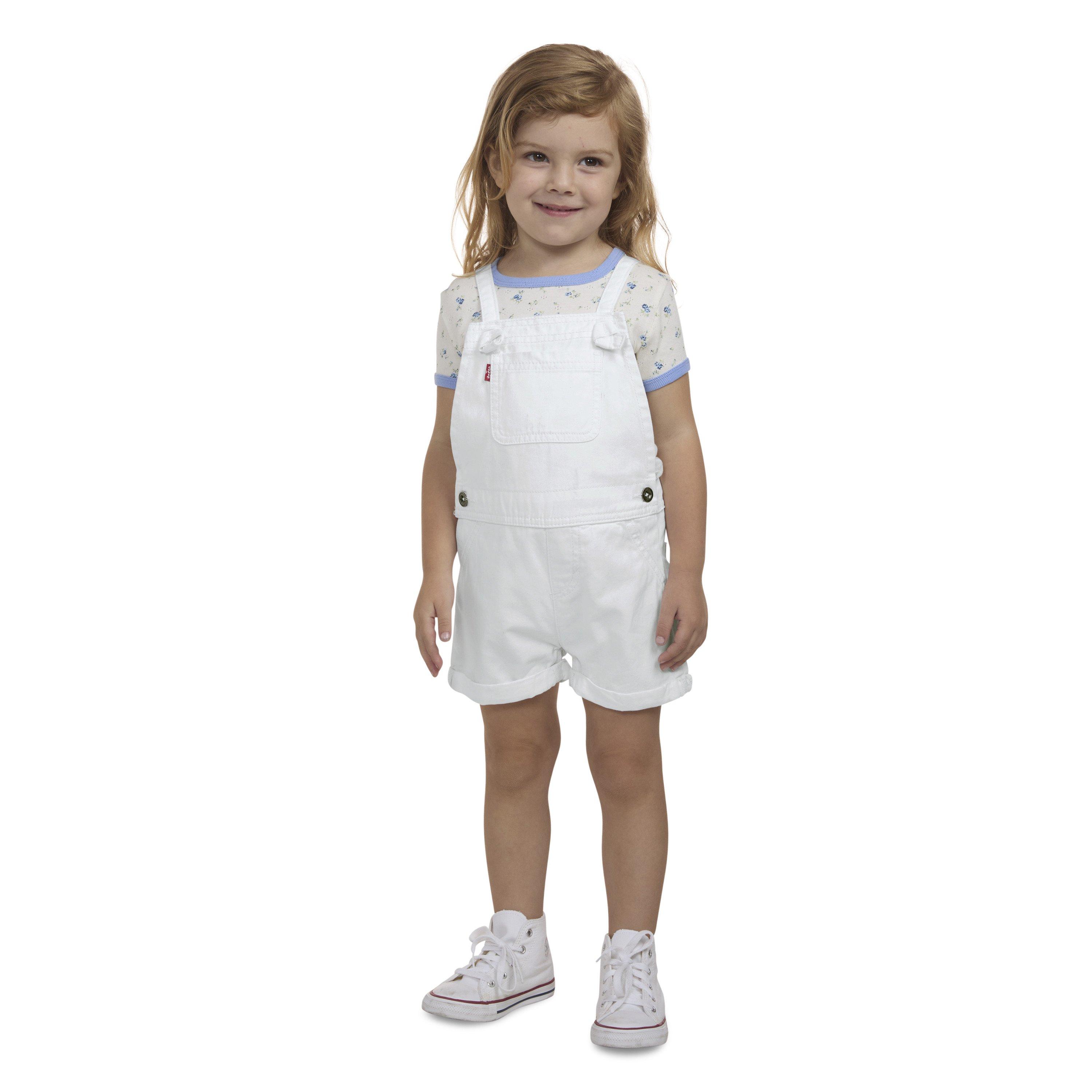 Levi's Toddler Girls' Knot Strap White Wash Denim Shortalls - WHITE